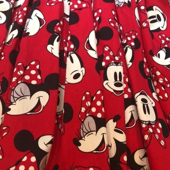 Disney Minnie Mouse All Over Print Red Party Holiday Fit & Flare Dress Girls 5/6 - Picture 7 of 16
